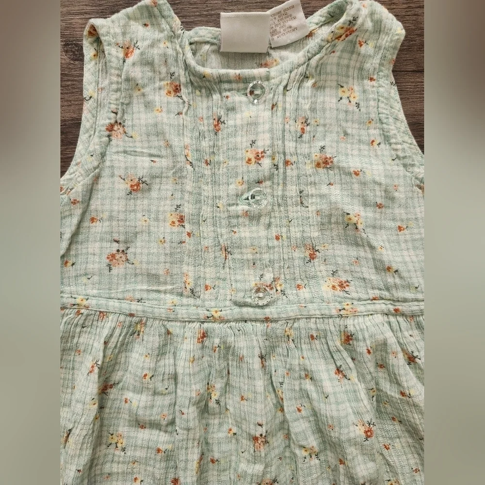 GAP Green Floral And Plaid Dress